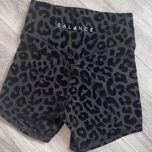 Black cheetah print workout shorts
